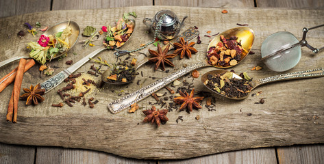 Herbal and masala tea in a rustic style