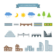 City constructor icons set.