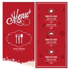 Christmas menu illustration over red and white color background