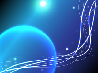 Planet space background with glowing lines © inferio