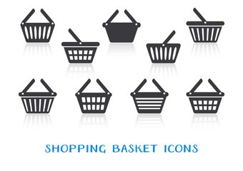 Shopping basket icons with reflection