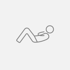 Man doing abdominal crunches line icon.