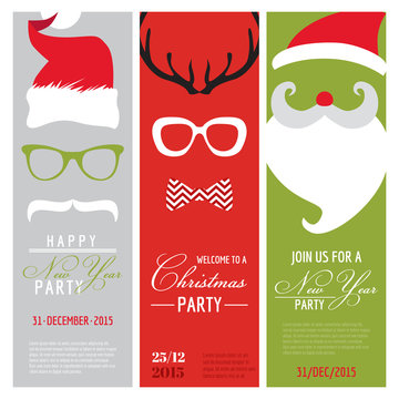 Christmas and New Year Retro Party Cards - Photo booth Style