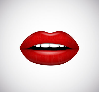 Hot red lips. Vector illustration.