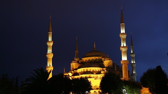 Night Blue Mosque in Istanbul