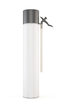 White tube with black cap has foam on a white background. 3d.