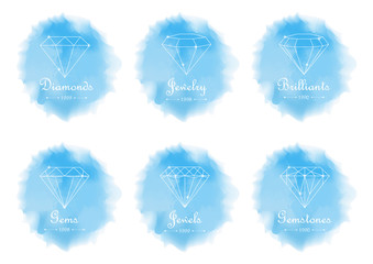 vector set of watercolor shopping icons