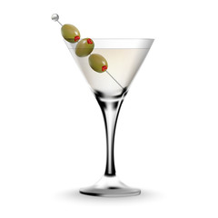 Martini cocktail in a glass with olive