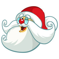 Funny Santa Claus head icon. Vector cartoon