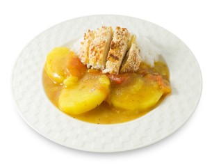 Japanese Curry and Tonkatsu with Steamed Rice