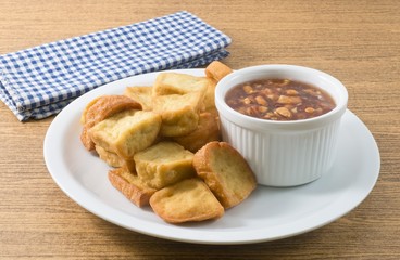 Fried Tofu Served With Sweet Spicy Sauce