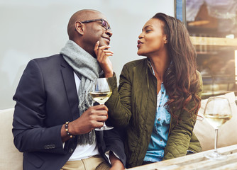 Young woman flirting with her boyfriend