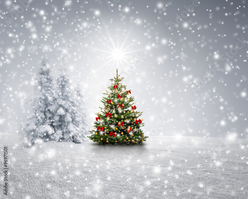 quot geschm 252 ckter tannenbaum im schnee quot stockfotos und quot geschm 252 ckter tannenbaum im schnee quot stockfotos und