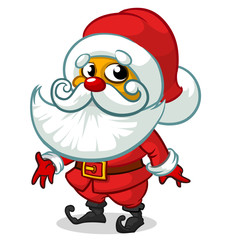 Santa claus character on white background. Vector illustration for retro christmas card.