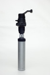 ophthalmoscope with handle
Ophthalmoscopy is a test that allows a health professional to see inside the fundus of the eye and other structures.
