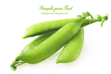 fresh green peas on a white background. Selective focus.