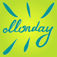 Vector text Monday in yellow and green