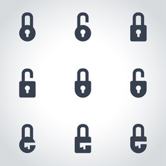 Vector black locks icon set. Locks Icon Object, Locks Icon Picture, Locks Icon Image - stock vector