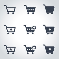 Vector black shopping cart icon set. Shopping Cart Icon Object, Shopping Cart Icon Picture, Shopping Cart Icon Image - stock vector