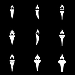 Vector white torch icon set. Torch Icon Object, Torch  Icon Picture, Torch Icon Image - stock vector