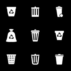 Vector white trash can icon set. Trash Can Icon Object, Trash Can Icon Picture, Trash Can Icon Image - stock vector