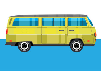 Hippie retro yellow Van