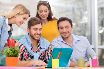 Skillful young designers are discussing their work