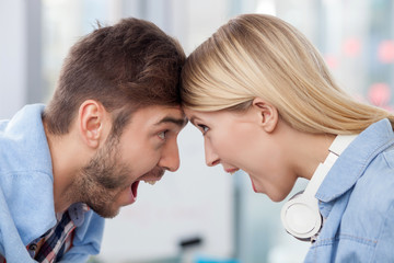 Obraz premium Attractive two designers are celebrating well-done job