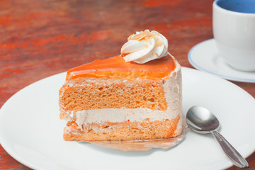 Closeup of milk tea sponge cake