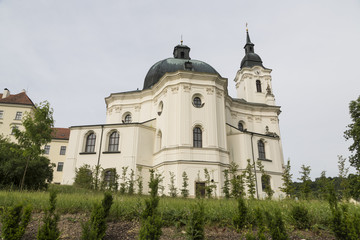 Fototapeta na wymiar Pilgrimage Church and monastery in Krtiny village, Czech Republic