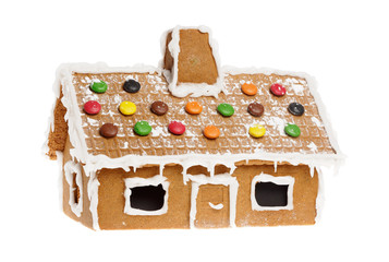 Gingerbread house on white