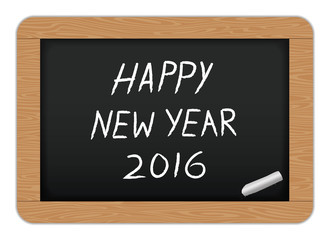 Fototapeta premium Happy New year text on Slate/ Chalk board. Vector illustration
