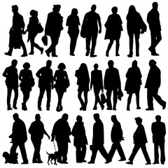 people silhouette walking vector