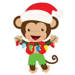 Christmas monkey vector illustration
