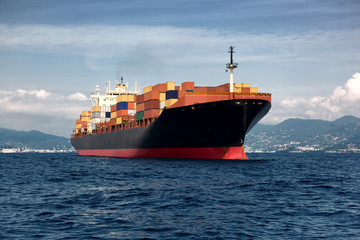 cargo freight, container ship in sea - 96977309