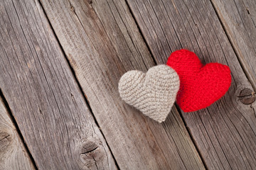 Fototapeta premium Valentines day hearts on wood