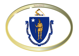 Massachusetts State Flag Oval Button