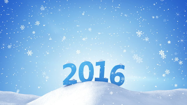 new year 2016 sign in snow drift loopable 4k (4096x2304)
