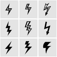 Vector black lightning icon set. Lightning Icon Object, Lightning Icon Picture, Lightning Icon Image - stock vector