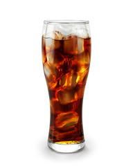 Glass of cola isolated on white background.