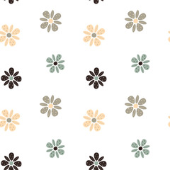 Fototapeta premium cute simple pastel flowers seamless vector pattern background illustration
