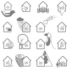 Property insurance icon set.