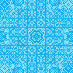 Vector abstract seamless background blue. Geometric patterns, squares and circles with geometric designs