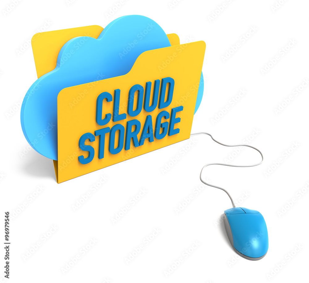 Poster cloud storage folder with computer mouse