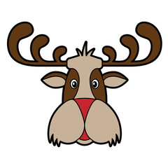 Reindeer cartoon head. Christmas illustration. Vector format