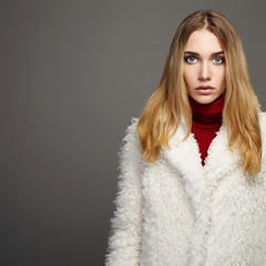 beautiful winter girl in fur.winter fashion beauty young woman