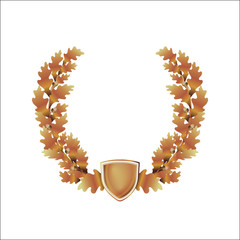 Obraz premium oak wreath, acorns, coat of arms, vintage template frame for logo vector