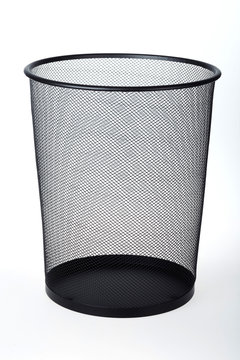 Empty Wastepaper Basket Isolated on White Background