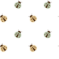 cute ladybug on white background seamless vector pattern background illustration