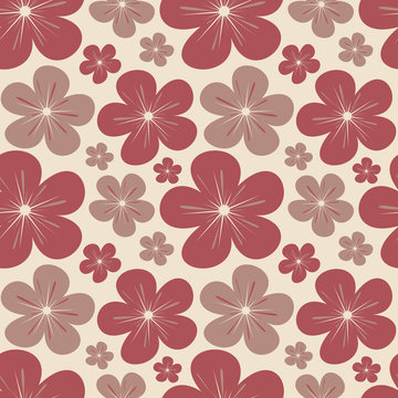 cute beautiful flowers marsala color seamless vector pattern background illustration © Alice Vacca